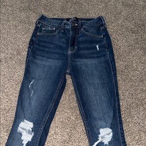 Hollister Dark Blue Distressed Skinny Jeans